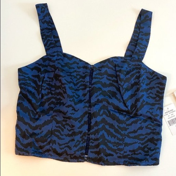 Good American Tops - Good American Navy Zebra Double Bar Tank